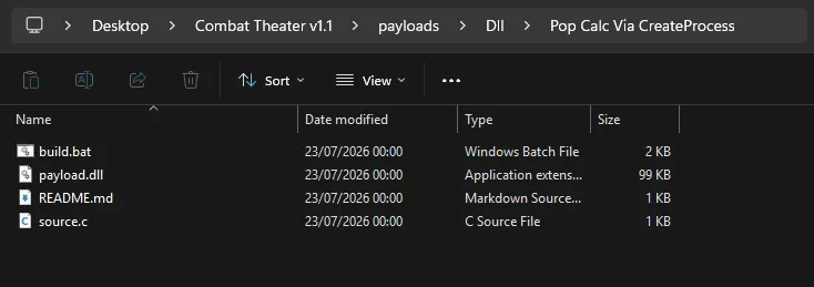 New Combat Theater payload folder layout with bundled source files