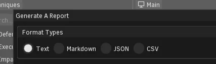 Report generator with new CSV and JSON export formats